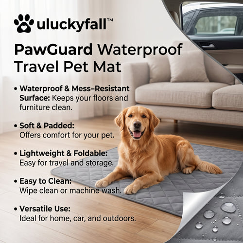 𝒖𝒍𝒖𝒄𝒌𝒚𝒇𝒂𝒍𝒍™ PawGuard Waterproof Travel Pet Mat